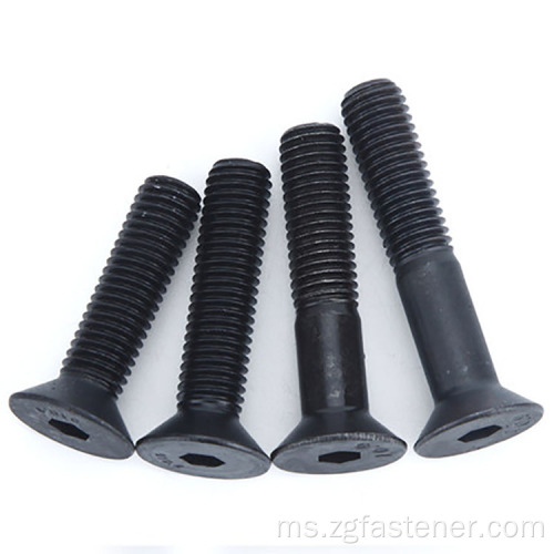 Gred 10.9 Hexagon Socket Countersunk Head Screw Boit Carbon Steel Custom Dibuat dengan Rawatan Permukaan Hitam